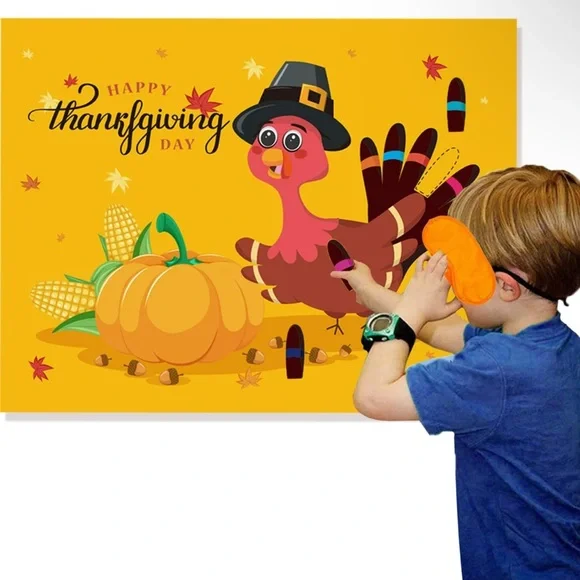 Thanksgiving Party Games for Kids Thanksgiving Games Pin The Tail on the Turkey - Picture 6 of 6